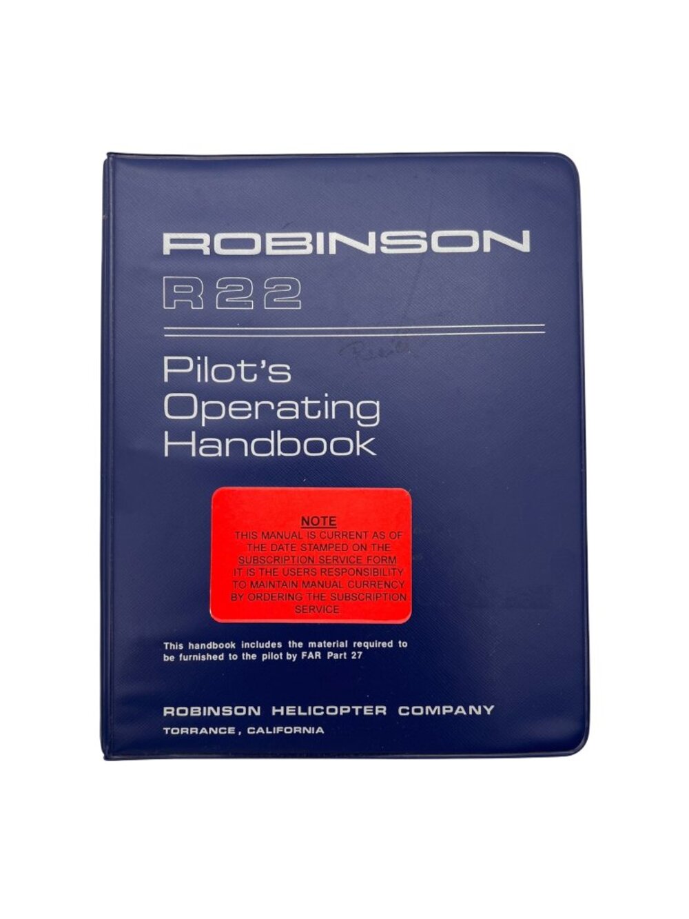Robinson R22 Pilots Operating Handbook FAA Approved Rotorcraft Flight Manual 96
